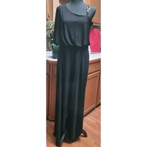 Soho Apparel Limited Black Lined Jumpsuit With Asymmetric Straps And Gold...